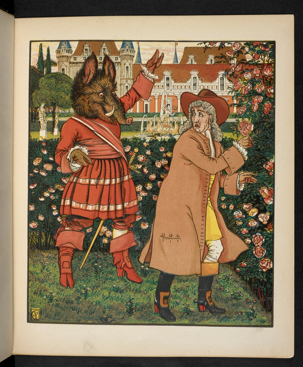Illustratie voor Belle en het Beest door Walter Crane