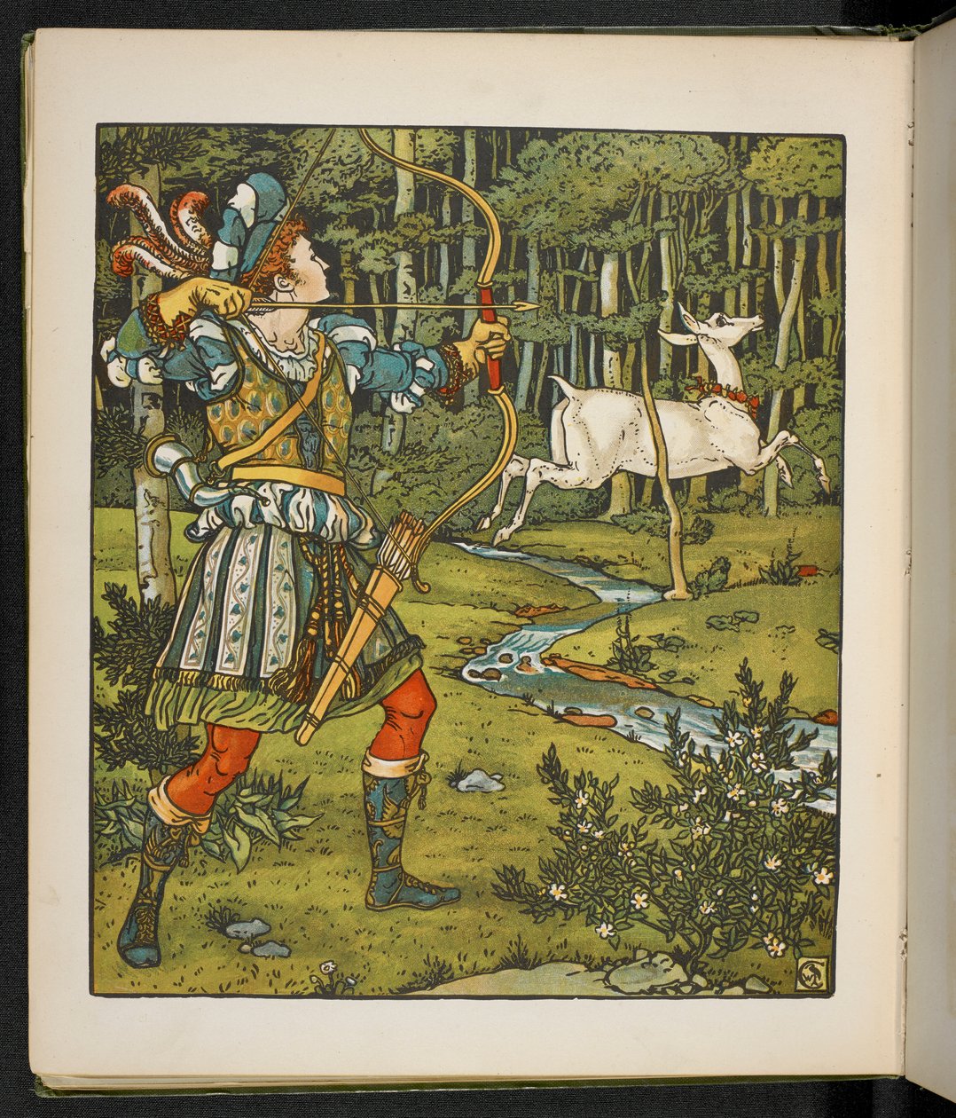 Illustratie voor het verhaal, de Hinde in het bos door Walter Crane