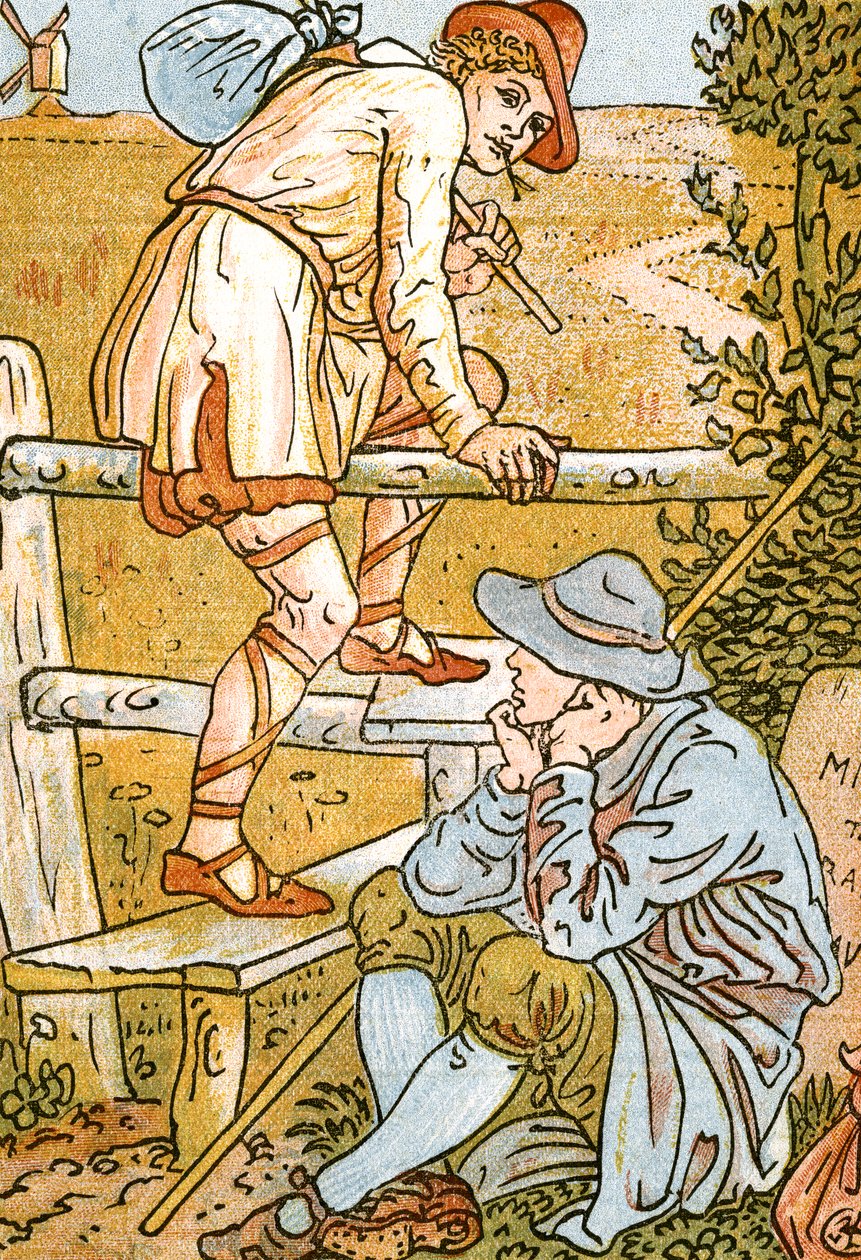 Jog On, Jog On, liedillustratie uit Pan-Pipes, Een Boek van Oude Liederen, Nieuw Gerangschikt en met Begeleidingen door Theo. Marzials, gepubliceerd in Londen door George Routledge & Sons, 1884 door Walter Crane