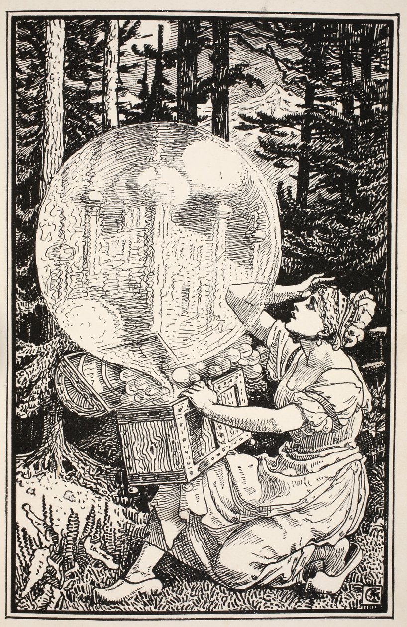 Er kwam een koepel van glas als een zeepbel, die in de lucht opsteeg, illustratie uit 