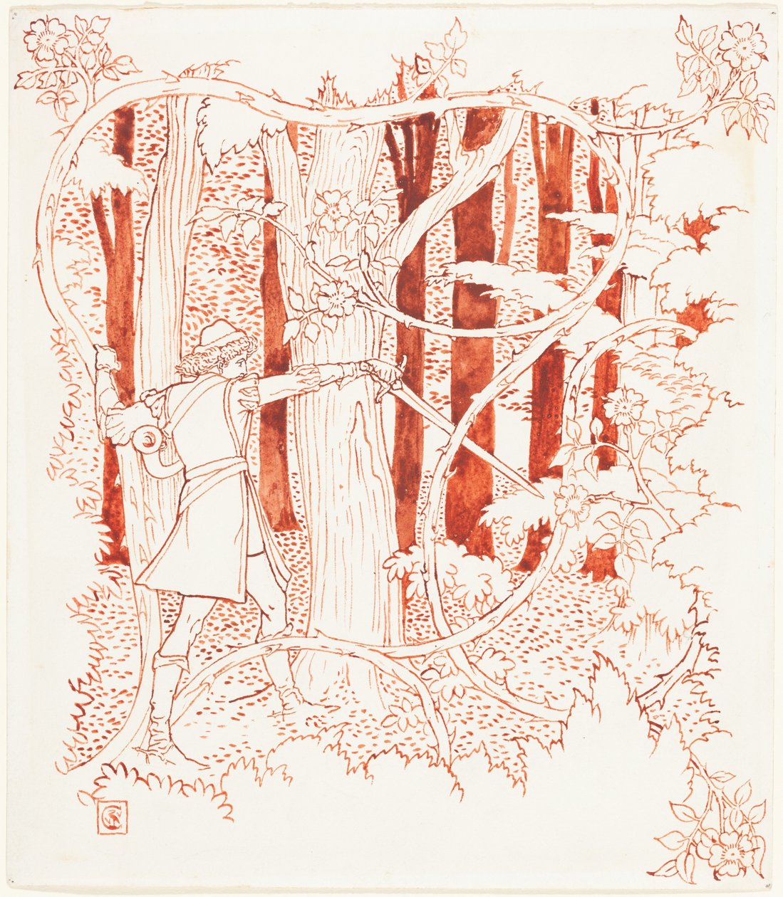 Prinz Charming im Wald door Walter Crane