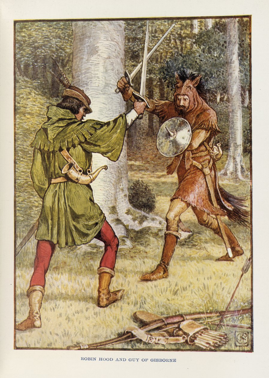 Robin Hood en Guy van Gisborne door Walter Crane