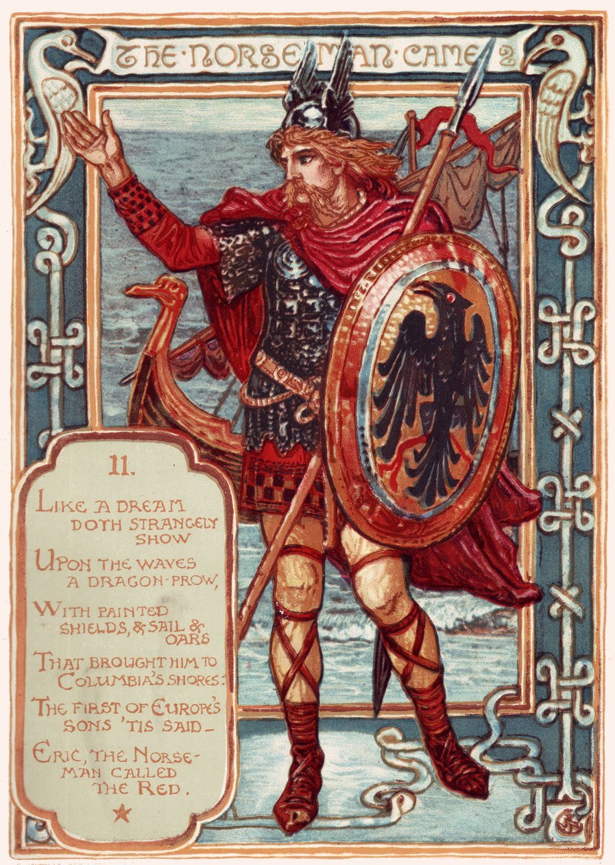 De Noorman. Uit: Columbias Courtship: Een Beeldgeschiedenis van de Verenigde Staten, 1893 door Walter Crane