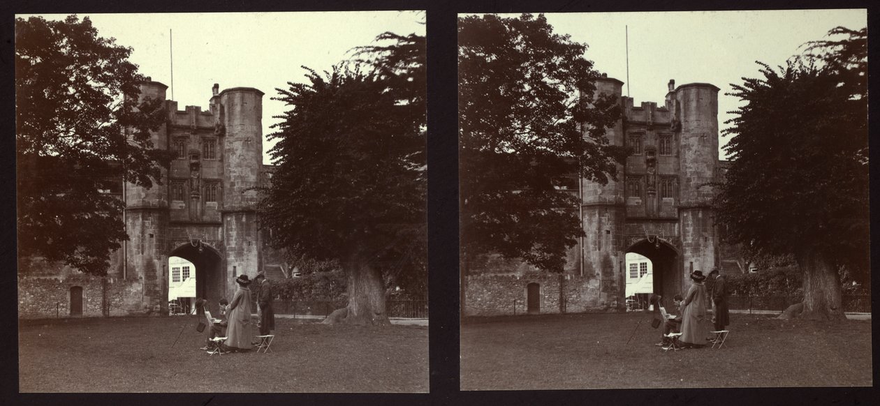 Poortgebouw, Bisschopspaleis, Wells, Mendip, Somerset, 1913 door Walter Edward Zehetmayr