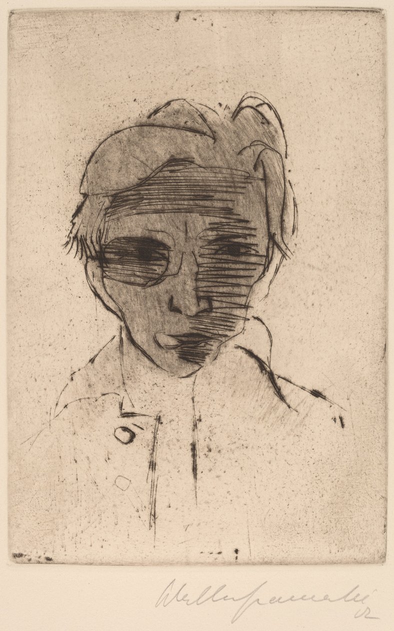 Somber Gezicht, Zelfportret Dunkles Gesicht, Selbstporträt, 1922 door Walter Gramatte