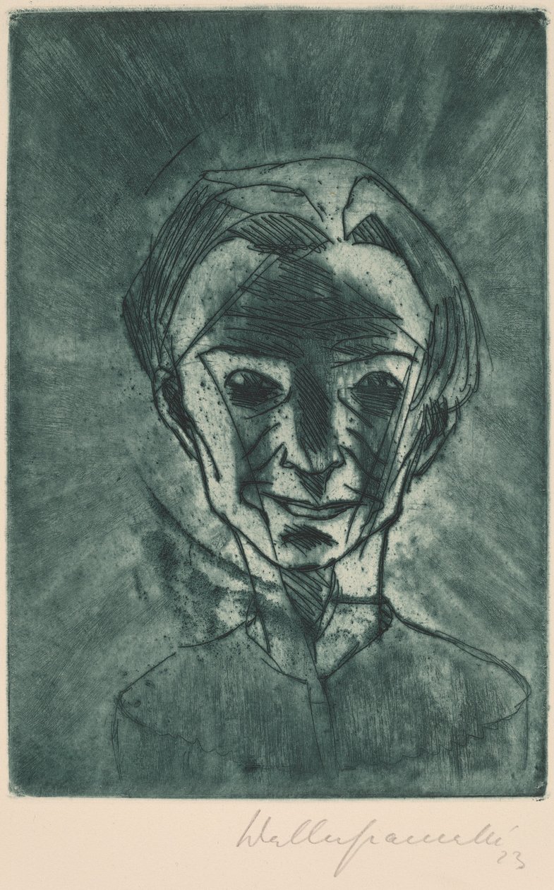 Lachend Hoofd (Zelfportret), 1923 door Walter Gramatte