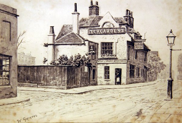 De Zwarte Leeuw, Old Church Street, Chelsea door Walter Greaves