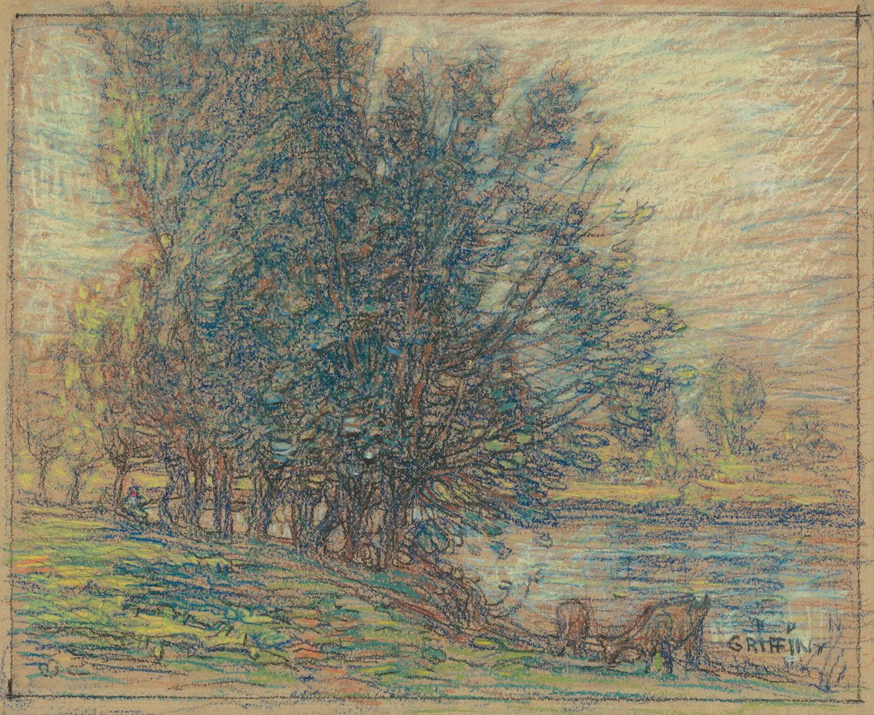 Wilgen, Longpre, Frankrijk, ca. 1911-18 door Walter Griffin