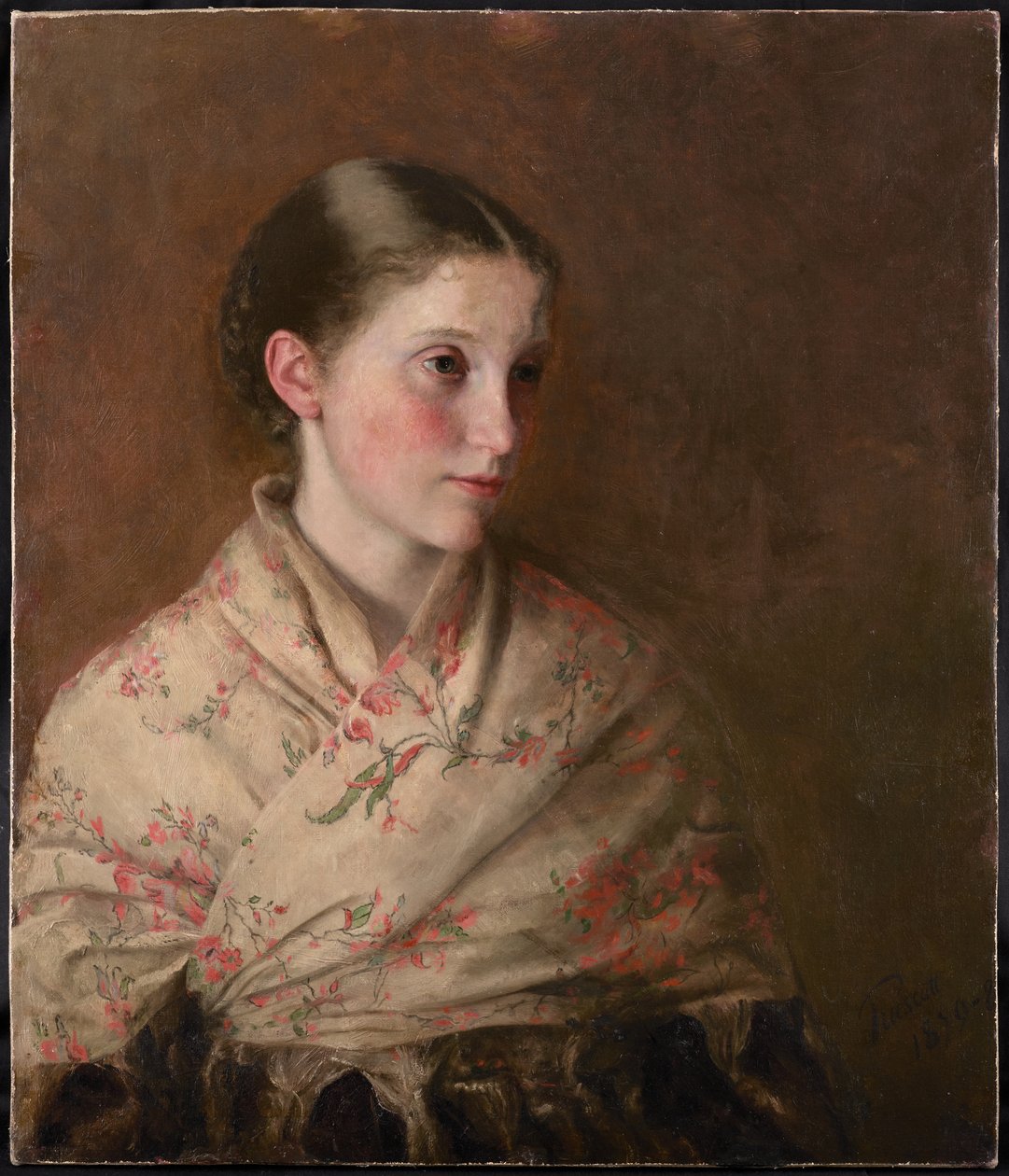 Een meisje in een sjaal (olieverf op doek) door Walter Henry Truscott