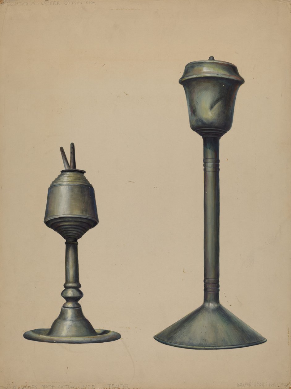 Twee olielampen, ca. 1938 door Walter Hochstrasser