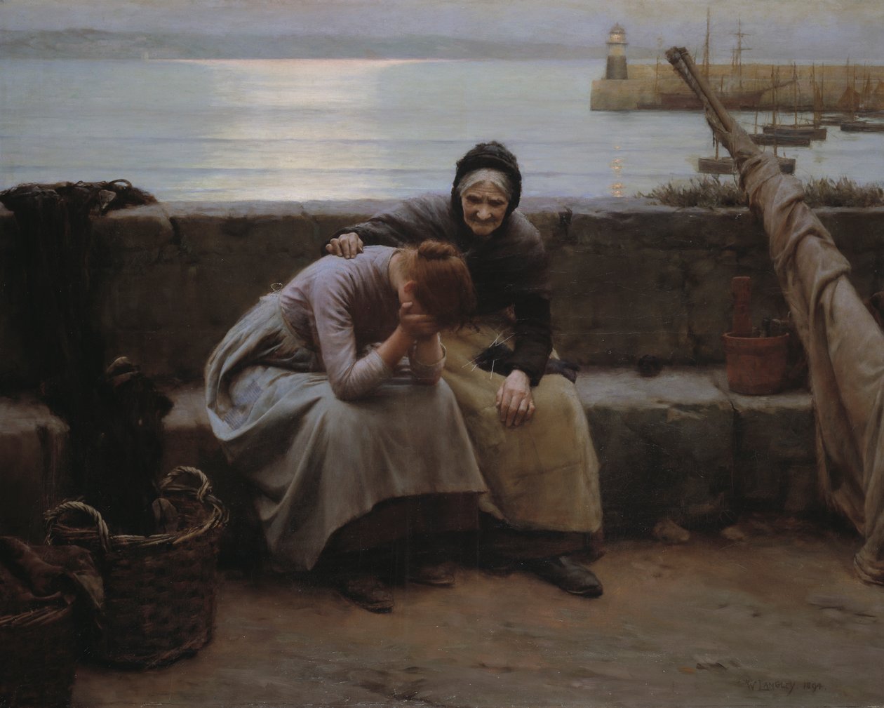 Nooit droeg de ochtend naar de avond zonder dat een hart brak door Walter Langley
