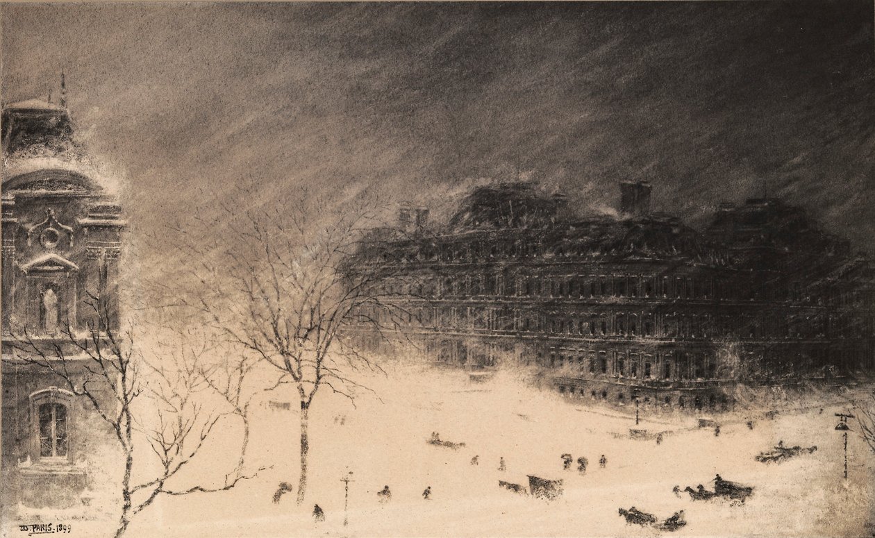Hoek van 17th Street en Pennsylvania Avenue, N.W. tijdens de sneeuwstorm van 1899 door Walter Paris
