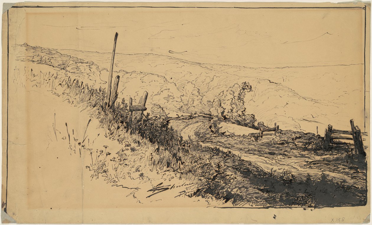 Een weg in de heuvels bij Dordrecht door Walter Shirlaw