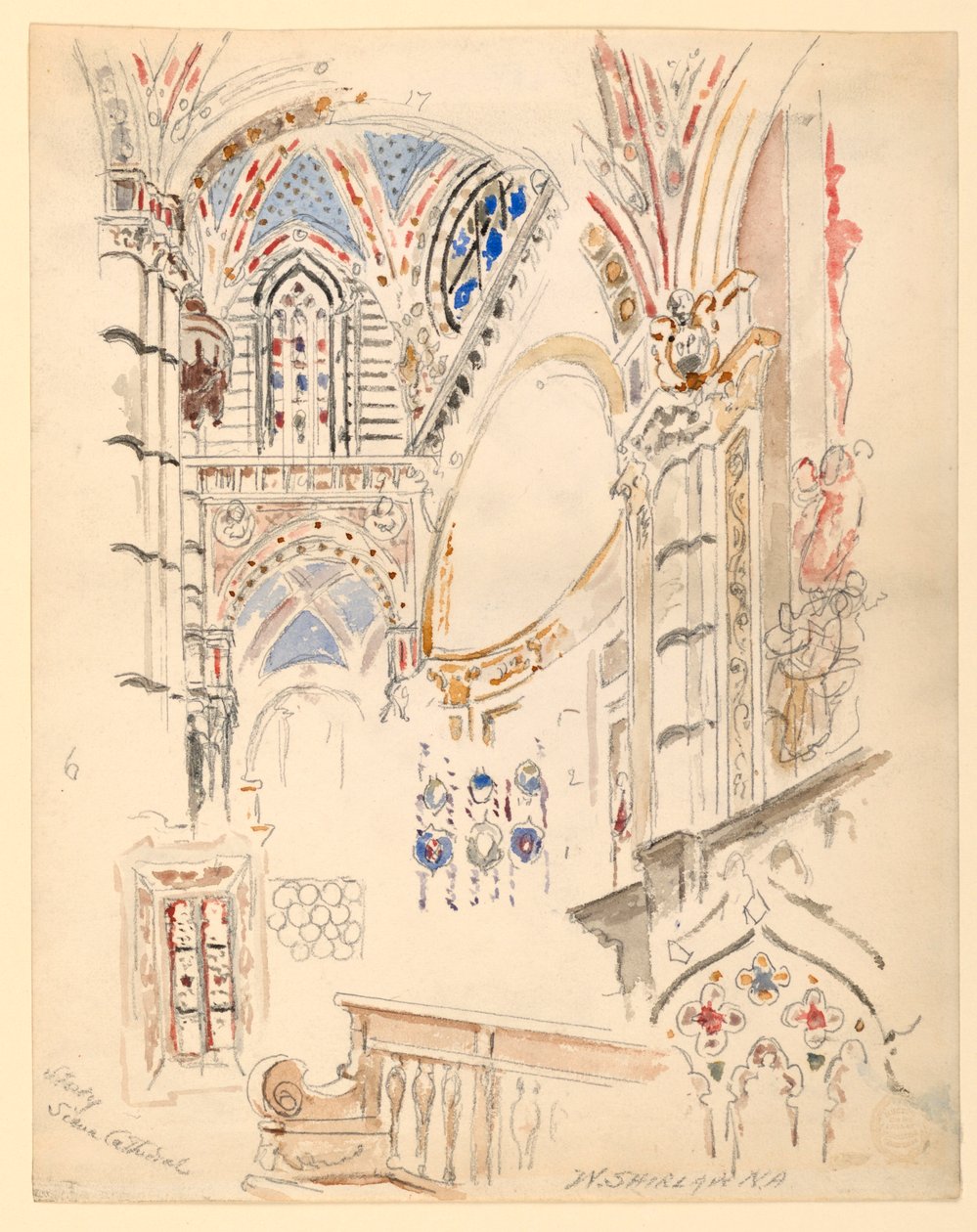 Studie van de kathedraal van Siena door Walter Shirlaw