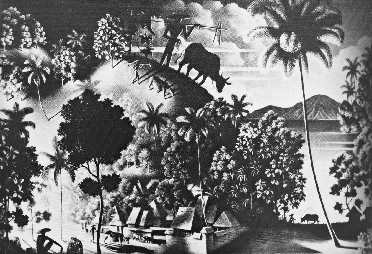 Landschap met de schaduw van een koe (Landschaft mit Shattenkuh) door Walter Spies