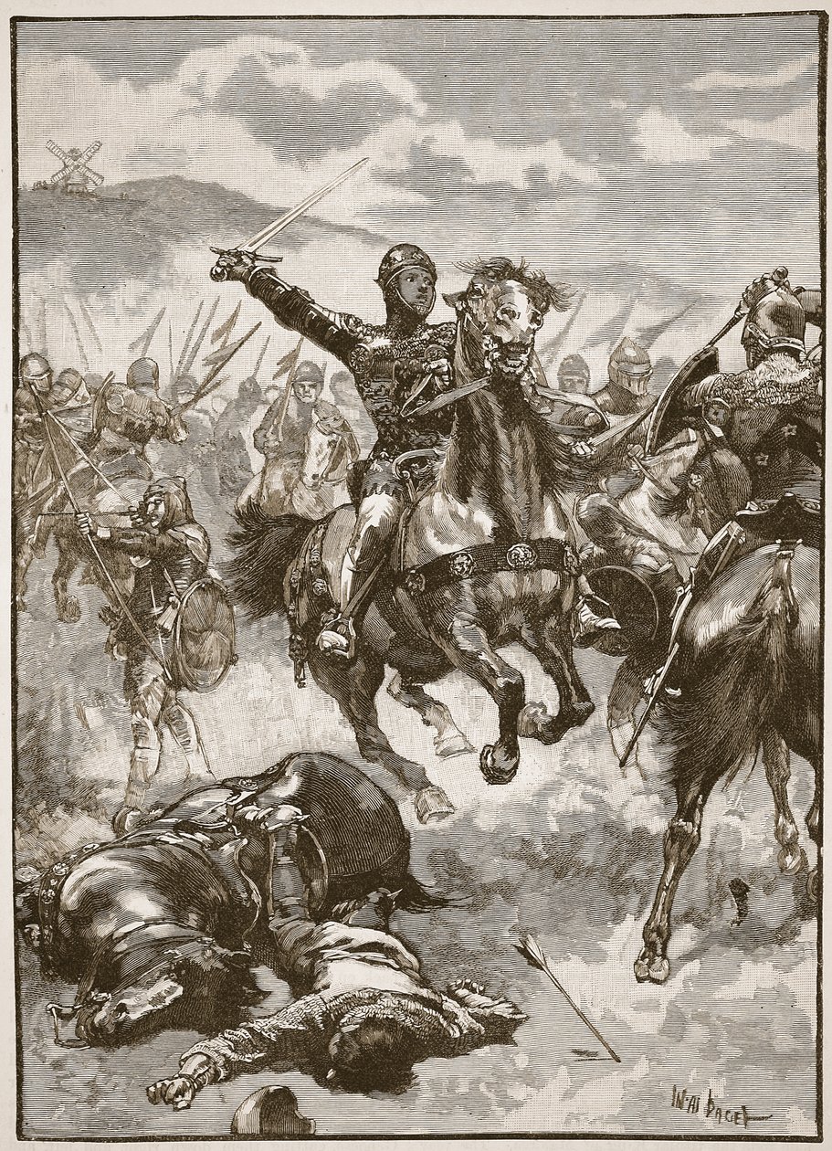 De Zwarte Prins bij de Slag bij Crecy, illustratie uit 