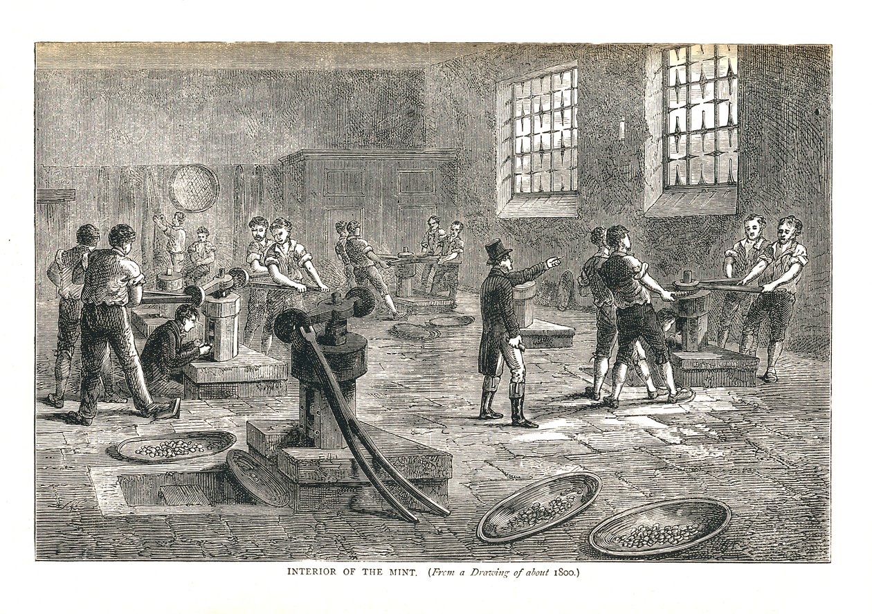 Het Interieur van de Munt, naar een tekening van ca. 1800, 1878 door Walter Thornbury
