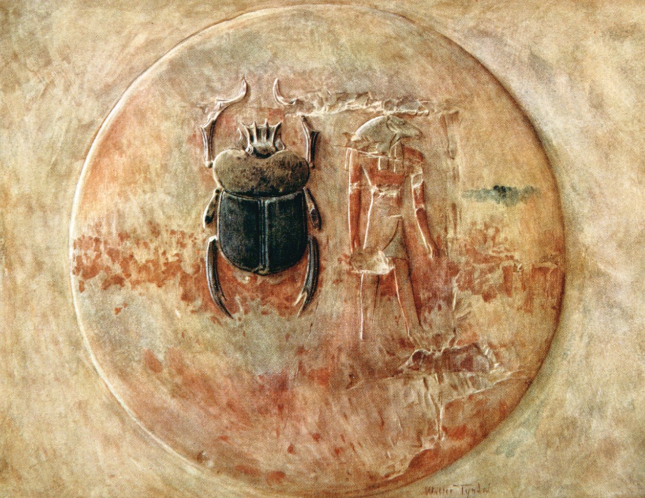 Scarabee en Ra, Graf van Seti, Egypte, 1910 door Walter Tyndale
