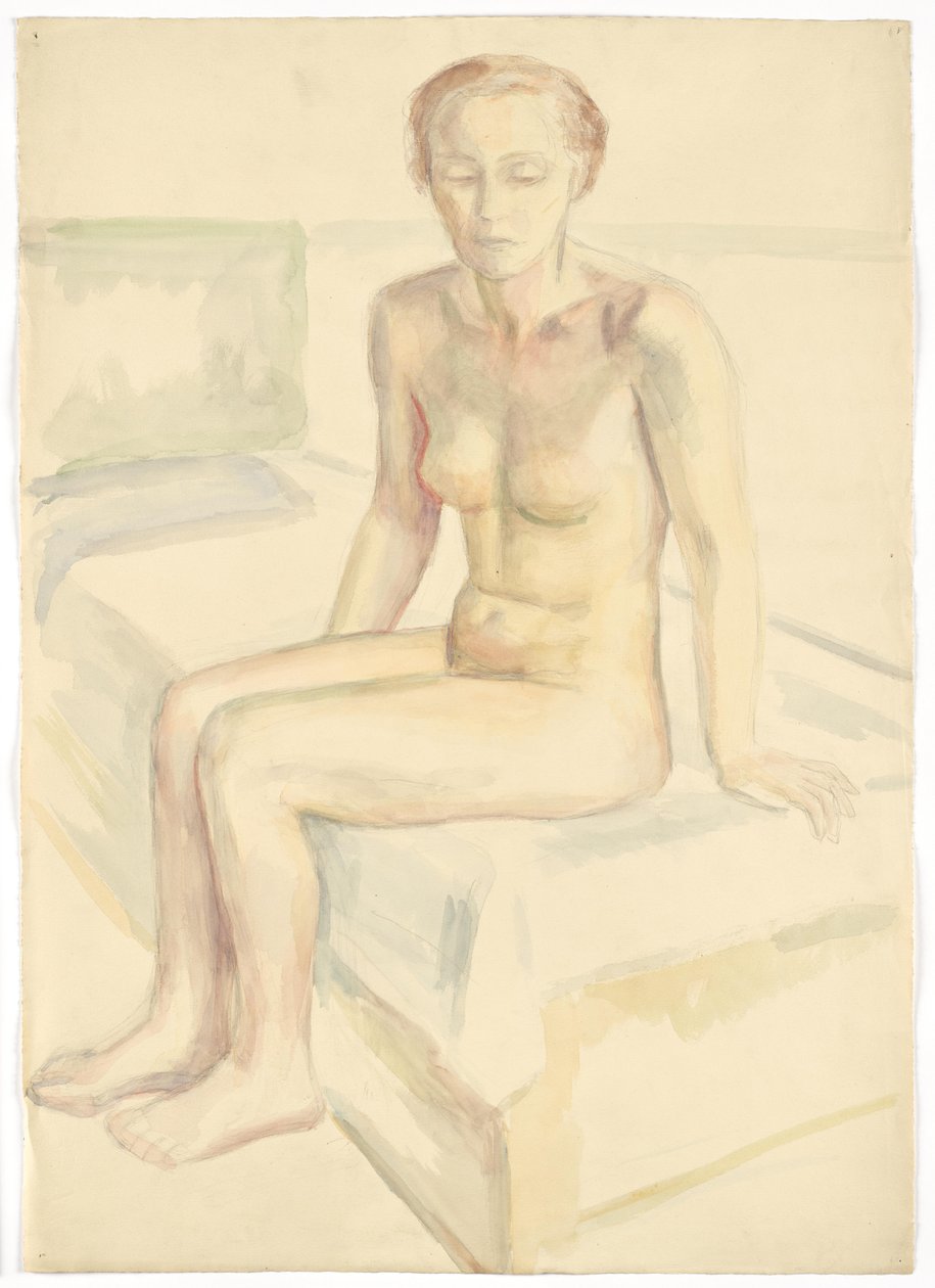 Zittend vrouwelijk naakt door Walther Gamerith