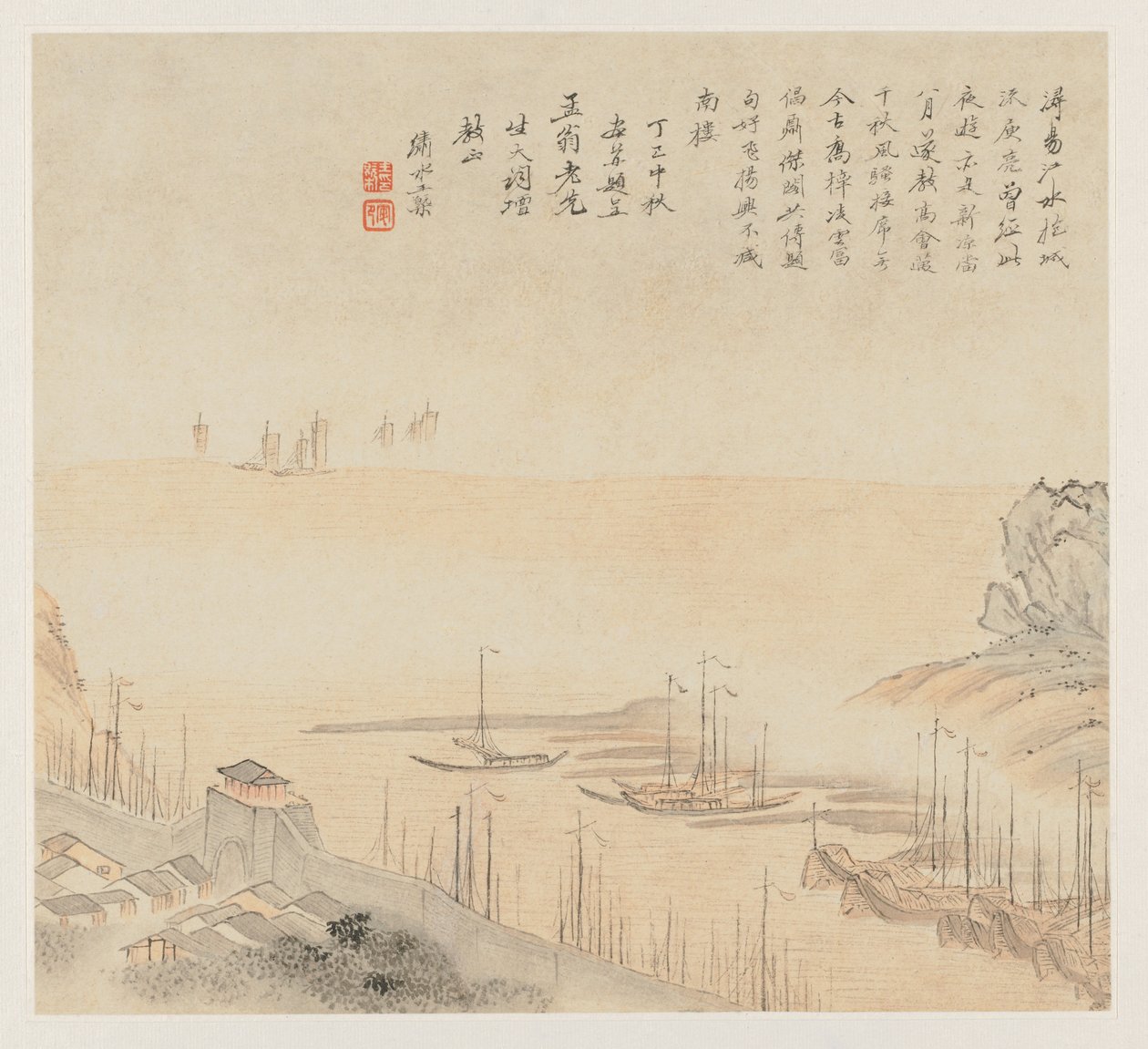 Album van Landschappen: Blad 8, 1677 door Wang Gai