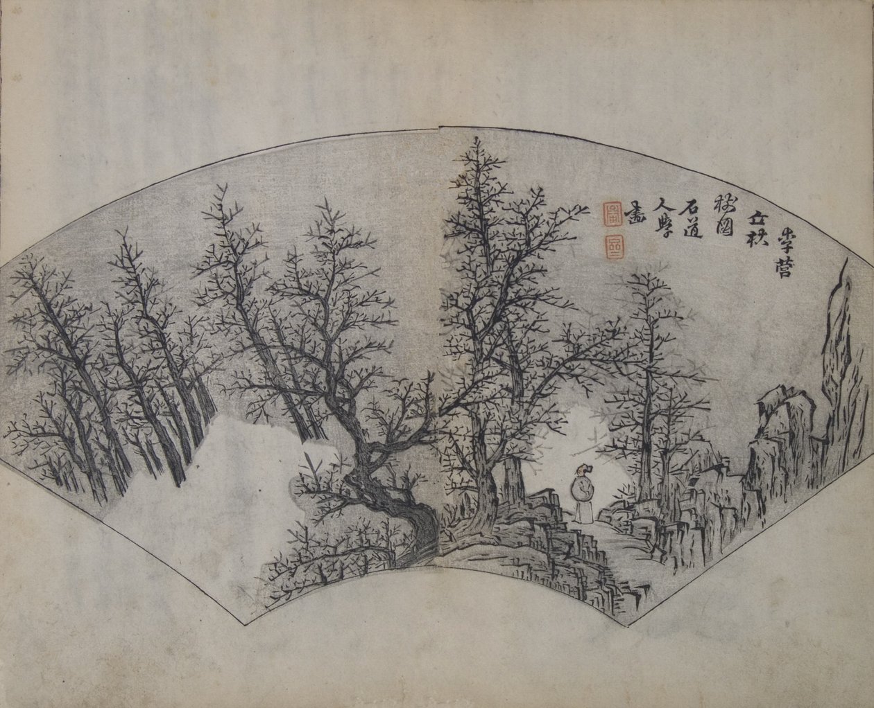 Oude bomen door Li Cheng 919-967, geïnterpreteerd door Kuncan 1612-1673, eerste editie, 1679 door Wang Gai