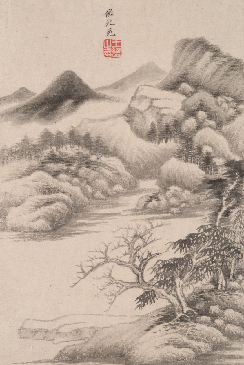 Landschap in de Stijl van Verschillende Oude Meesters: Landschap naar Dong Yuan door Wang Jian