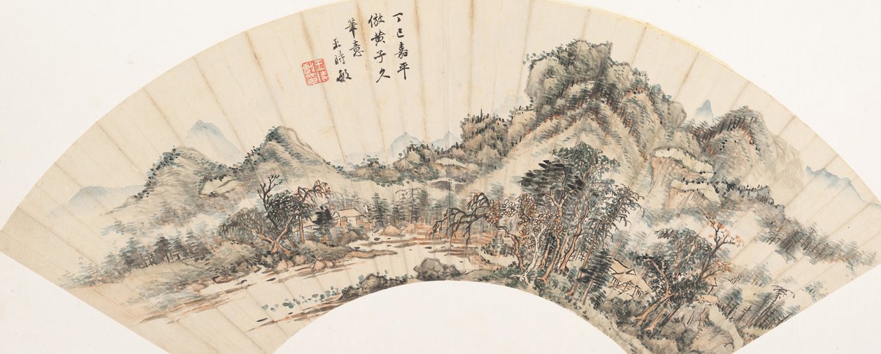 Landschap naar Huang Gongwang, gedateerd 1677 door Wang Shimin