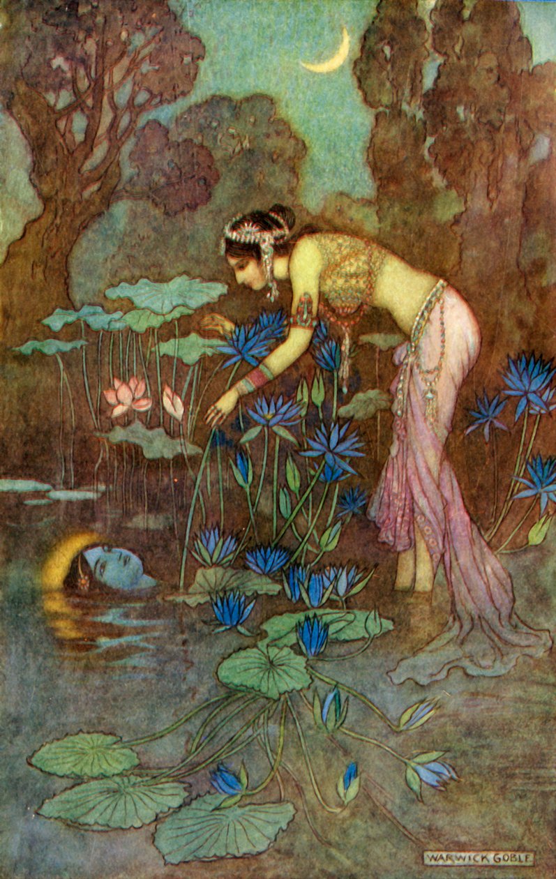 Sita vindt Rama tussen lotusbloemen, 1913 door Warwick Goble