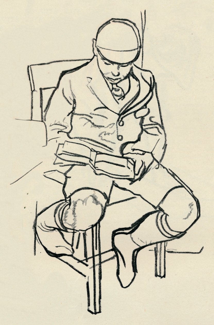 Jongen die leest, ca. 1900 door Warwick Reynolds