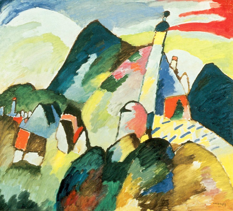 Uitzicht op Murnau met kerk door Wassily Kandinsky