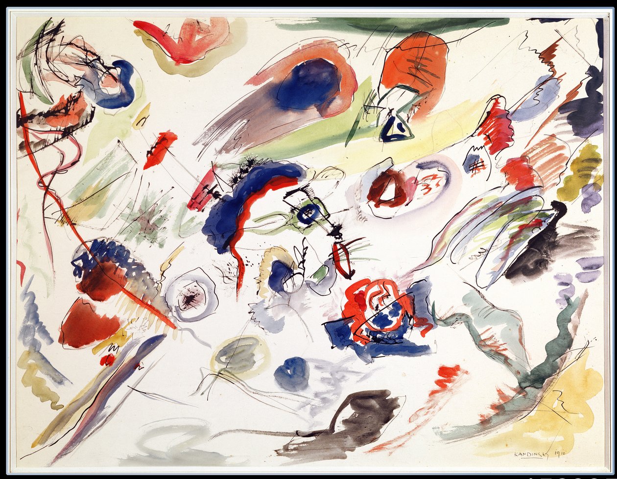 Zonder titel - Eerste abstractie, 1910 door Wassily Kandinsky