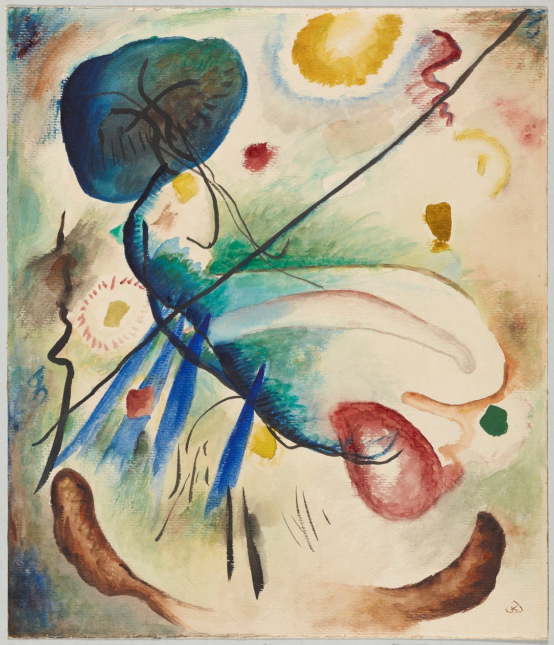 Aquarel met lijntekening door Wassily Kandinsky