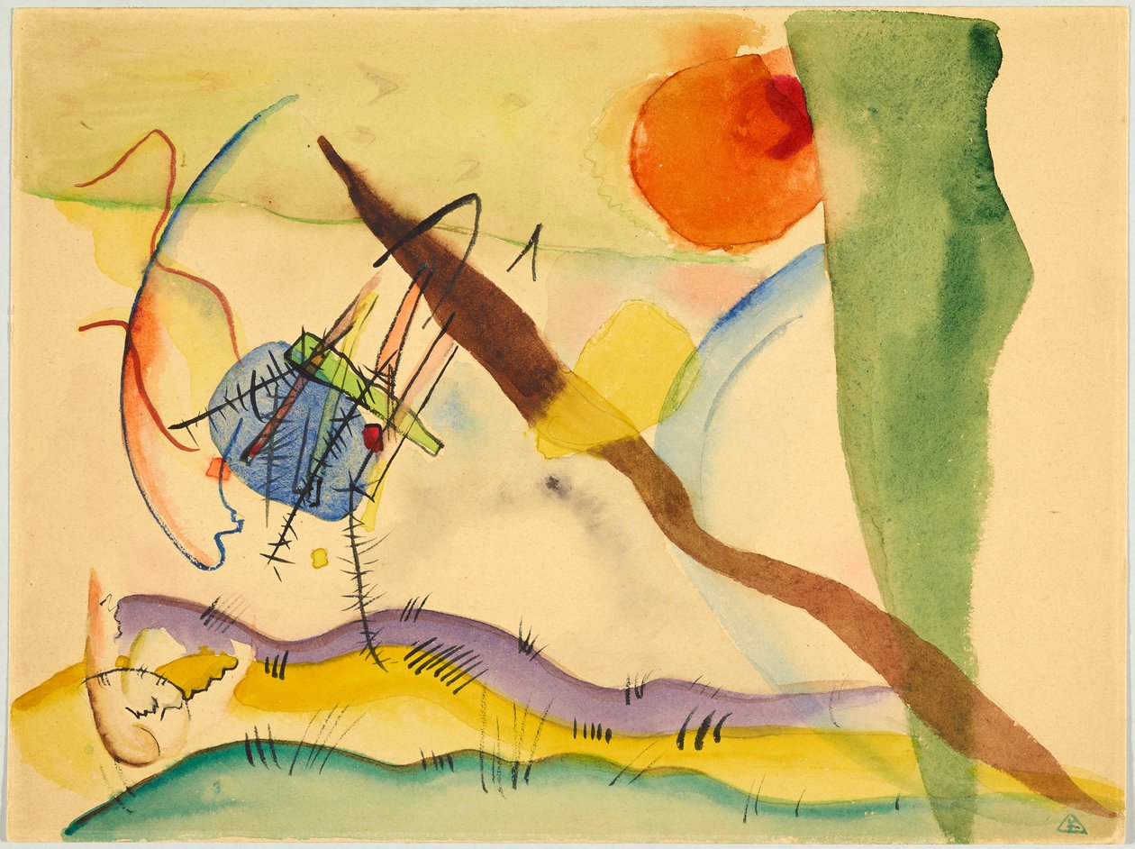 Aquarel met groene randen door Wassily Kandinsky