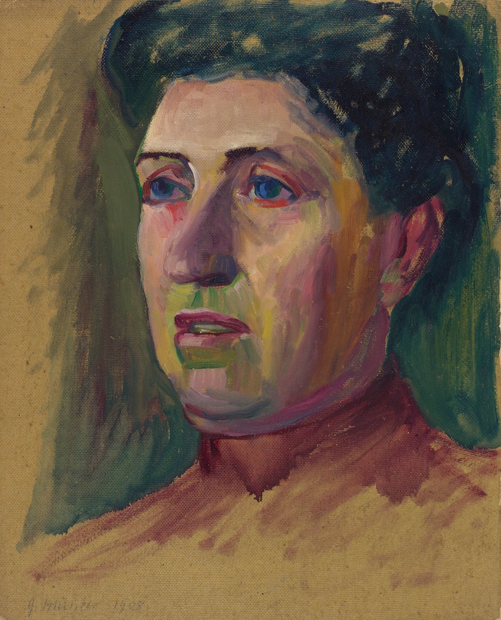 Aan beide zijden beschilderd: 1. Hoofd, alleen het gezicht in kleur uitgevoerd; 2. Vrouwelijk hoofd van Wassily Kandinsky, Gabriele Münter door Wassily Kandinsky