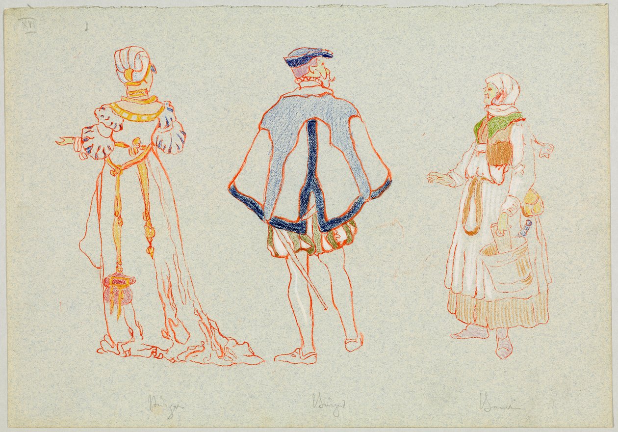 Dracht van burgers en boeren uit de 16e eeuw door Wassily Kandinsky