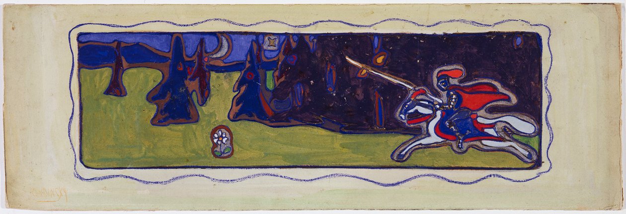 Schemering, verso: Schets van een paar door Wassily Kandinsky