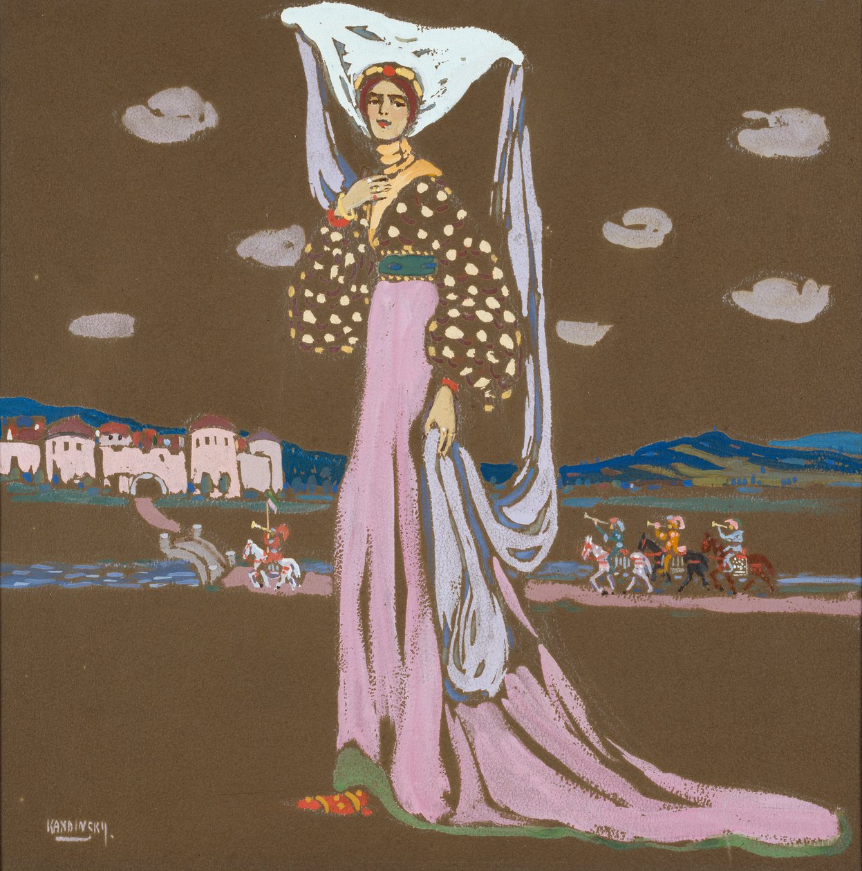 De nacht (Wandelende dame) door Wassily Kandinsky