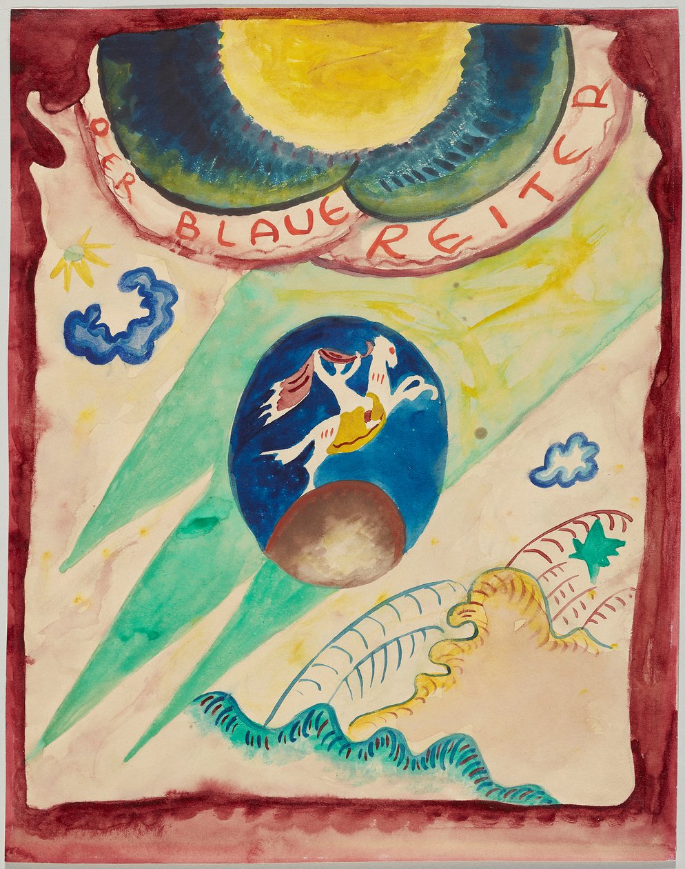 Entwurf für den Umschlag des Almanachs "Der Blaue Reiter" door Wassily Kandinsky