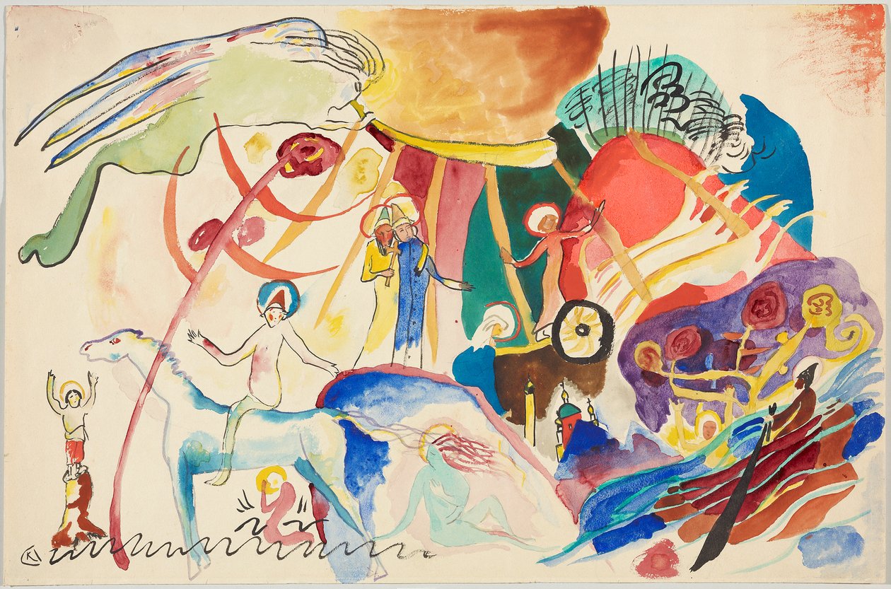 Ontwerp voor "Allerheiligen II (compositie met heiligen)" door Wassily Kandinsky