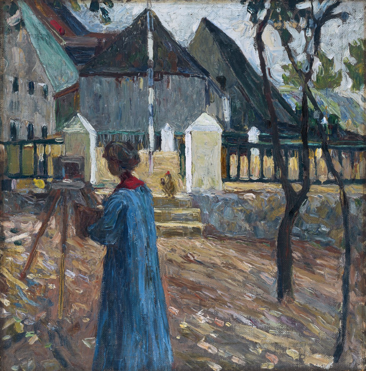 Kallmünz - Gabriele Münter schilderend II door Wassily Kandinsky