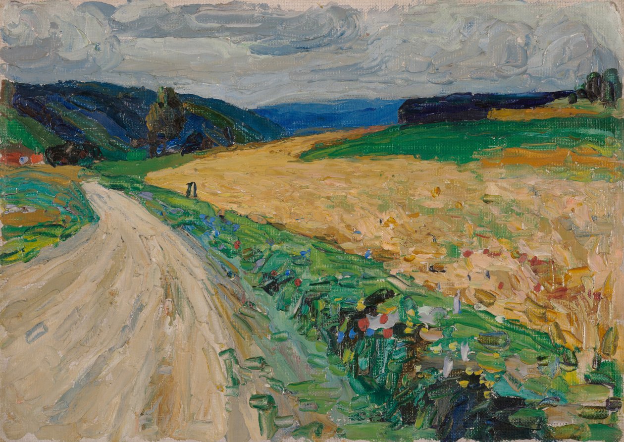 Kallmünz - Natuurstudie voor de gele postkoets door Wassily Kandinsky
