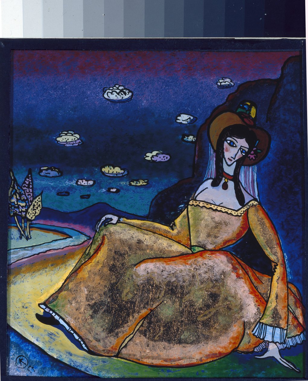 De dame in haar gouden jurk door Wassily Kandinsky