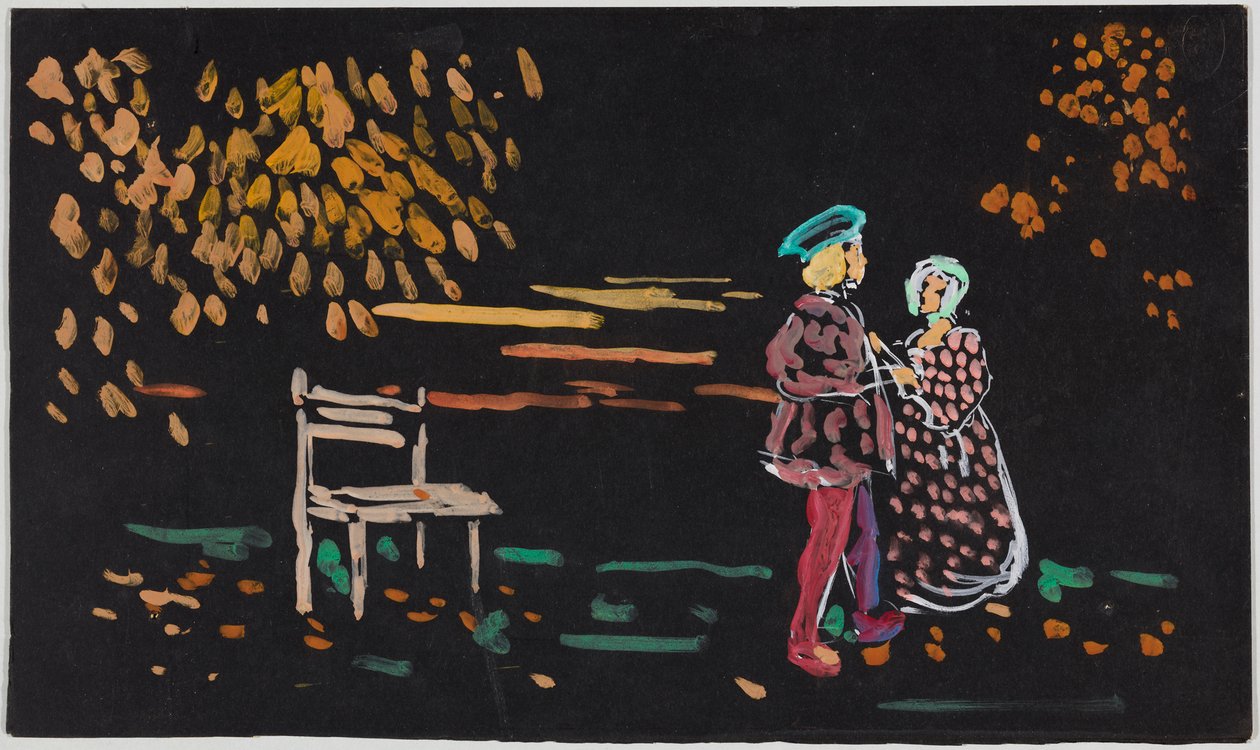 Stel onder herfstbomen door Wassily Kandinsky