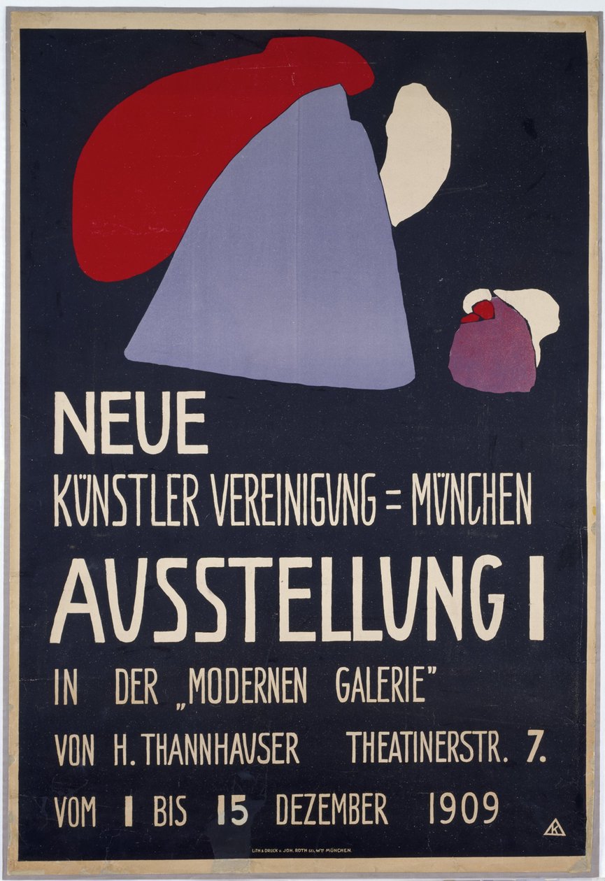 Poster voor de eerste tentoonstelling van de Neue Künstlervereinigung München door Wassily Kandinsky