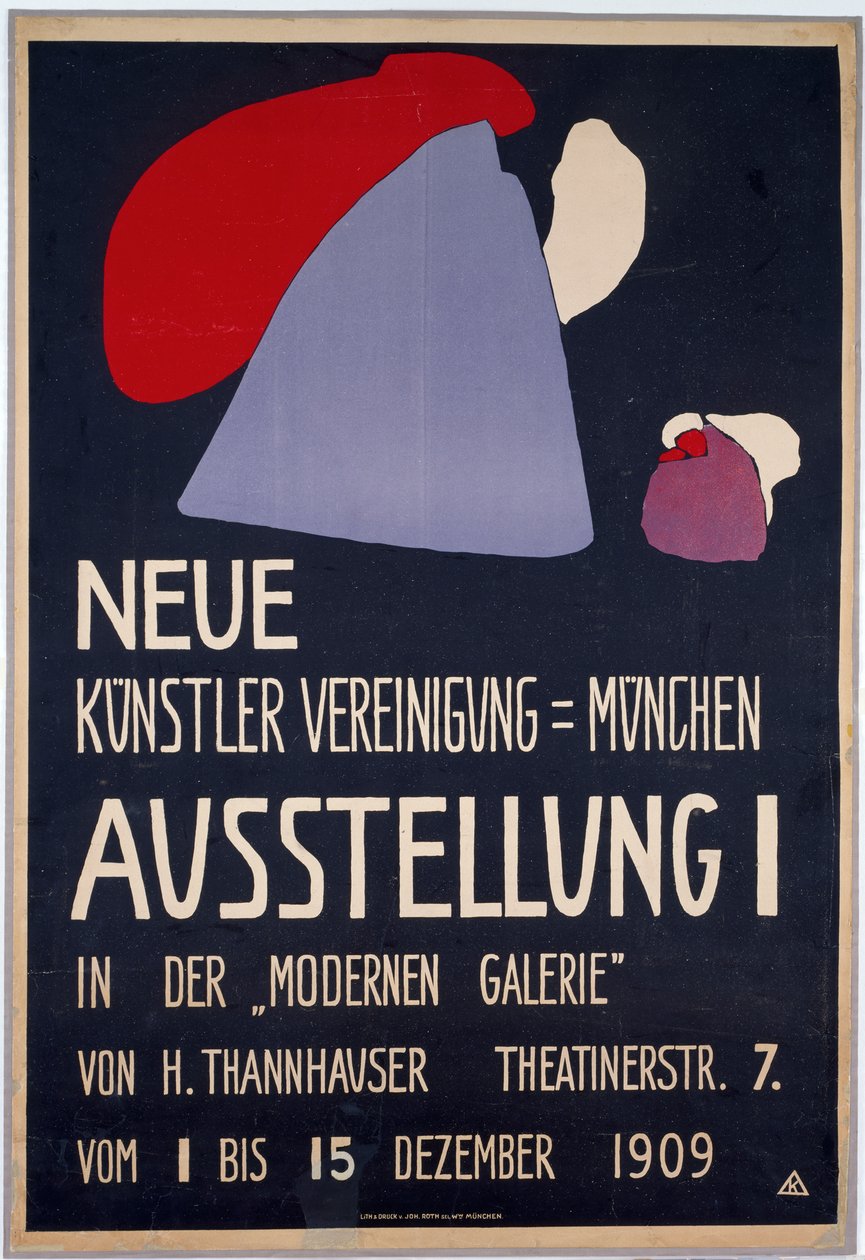Plakat für die erste Ausstellung der Neuen Künstlervereinigung München door Wassily Kandinsky