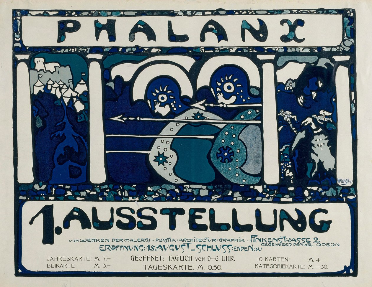 Poster voor de 1e tentoonstelling van de Phalanx, 1901 door Wassily Kandinsky