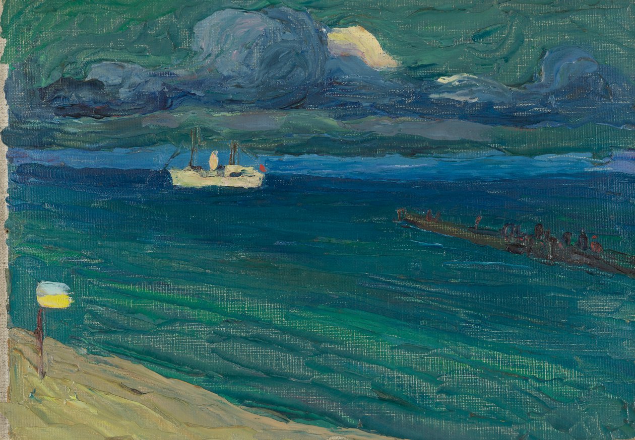 Rapallo – Zeelandschap met stoomboot door Wassily Kandinsky