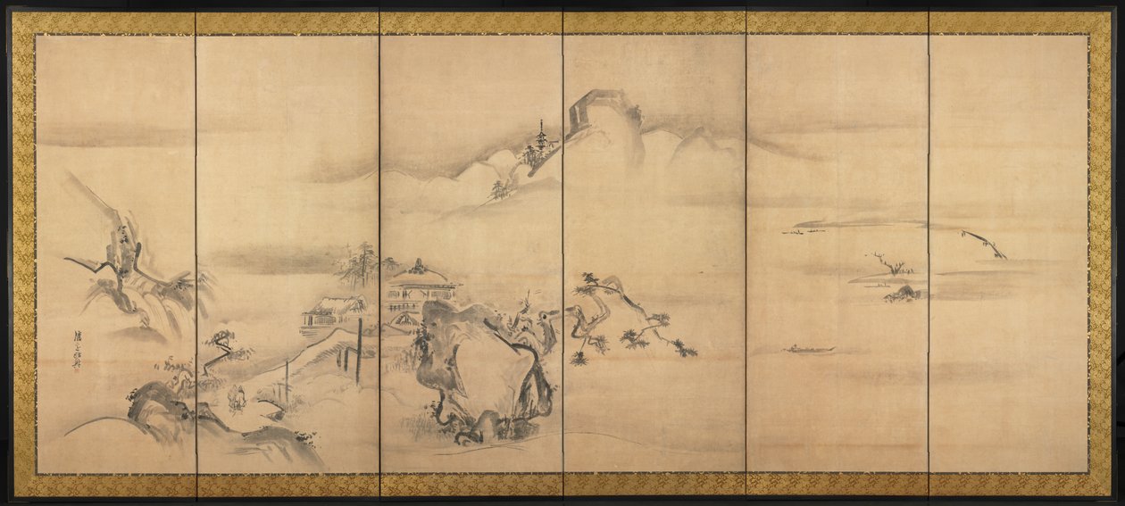 Acht Zichten van de Xiao en Xiang Rivieren, 1700s door Watanabe Shiko