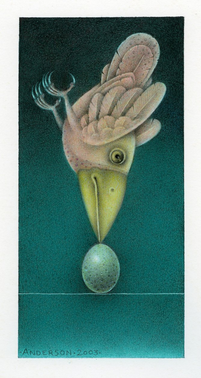 Balancing Bird, 2003 (gemengde techniek op karton) door Wayne Anderson