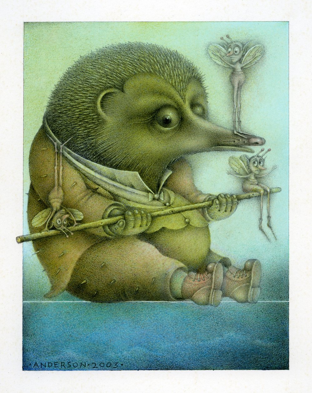 Balancing Hedgehog and Friends, 2003 (gemengde techniek op karton) door Wayne Anderson